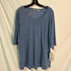 Harmony & Balance 2x blue 3/4 sleeve scoop neck workout top loungewear nwt